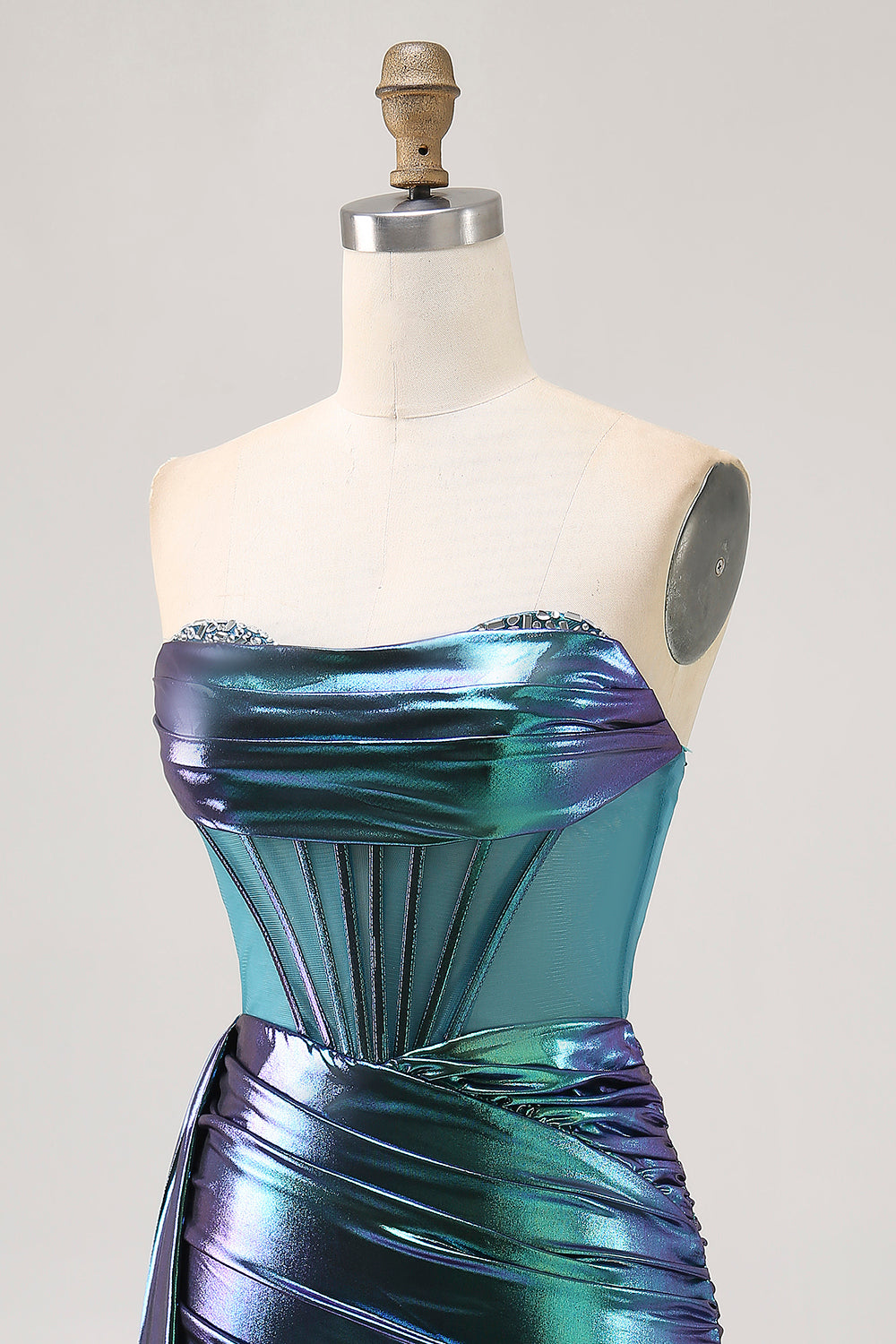 Sparkly Green Metallic Tight Corset Short Homecoming Dress with Ruffles