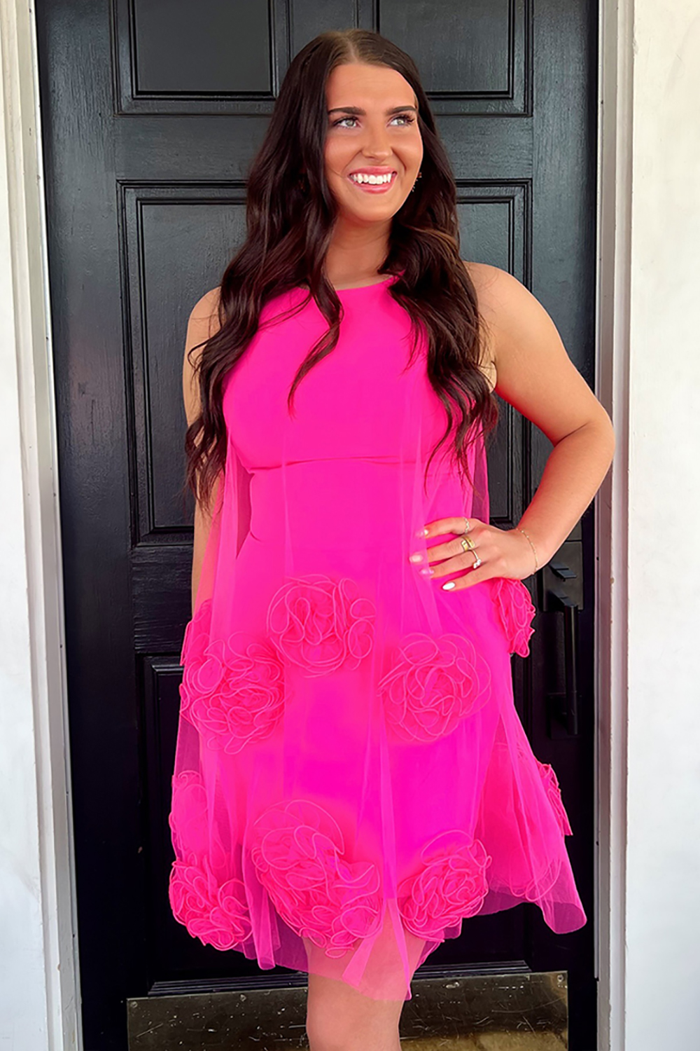 Floral Fuchsia Short Tight Homecoming Dress