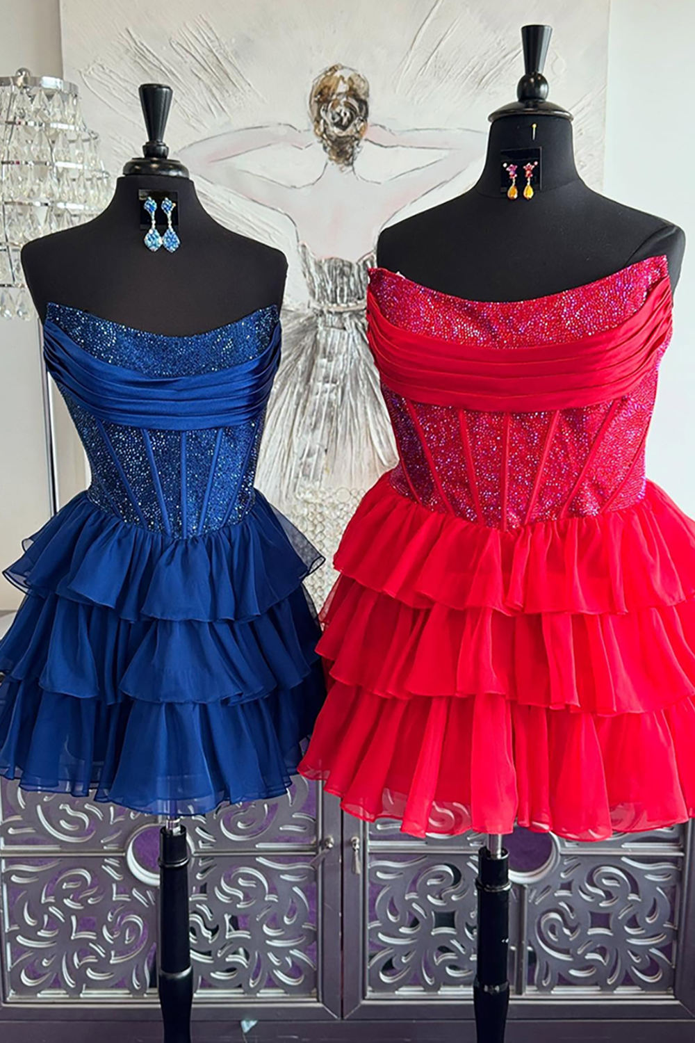 Sparkly Yellow Corset A Line Short Beaded Homecoming Dress with Ruffles