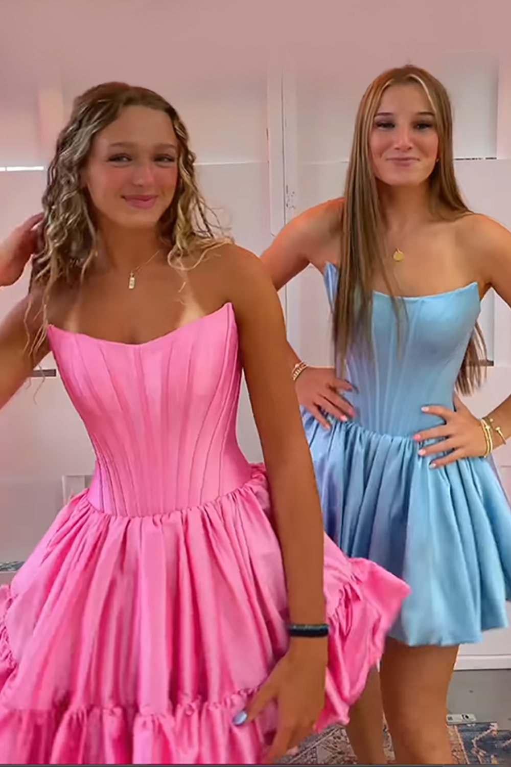 Emerald Green Satin A Line Short Corset Homecoming Dress with Ruffles