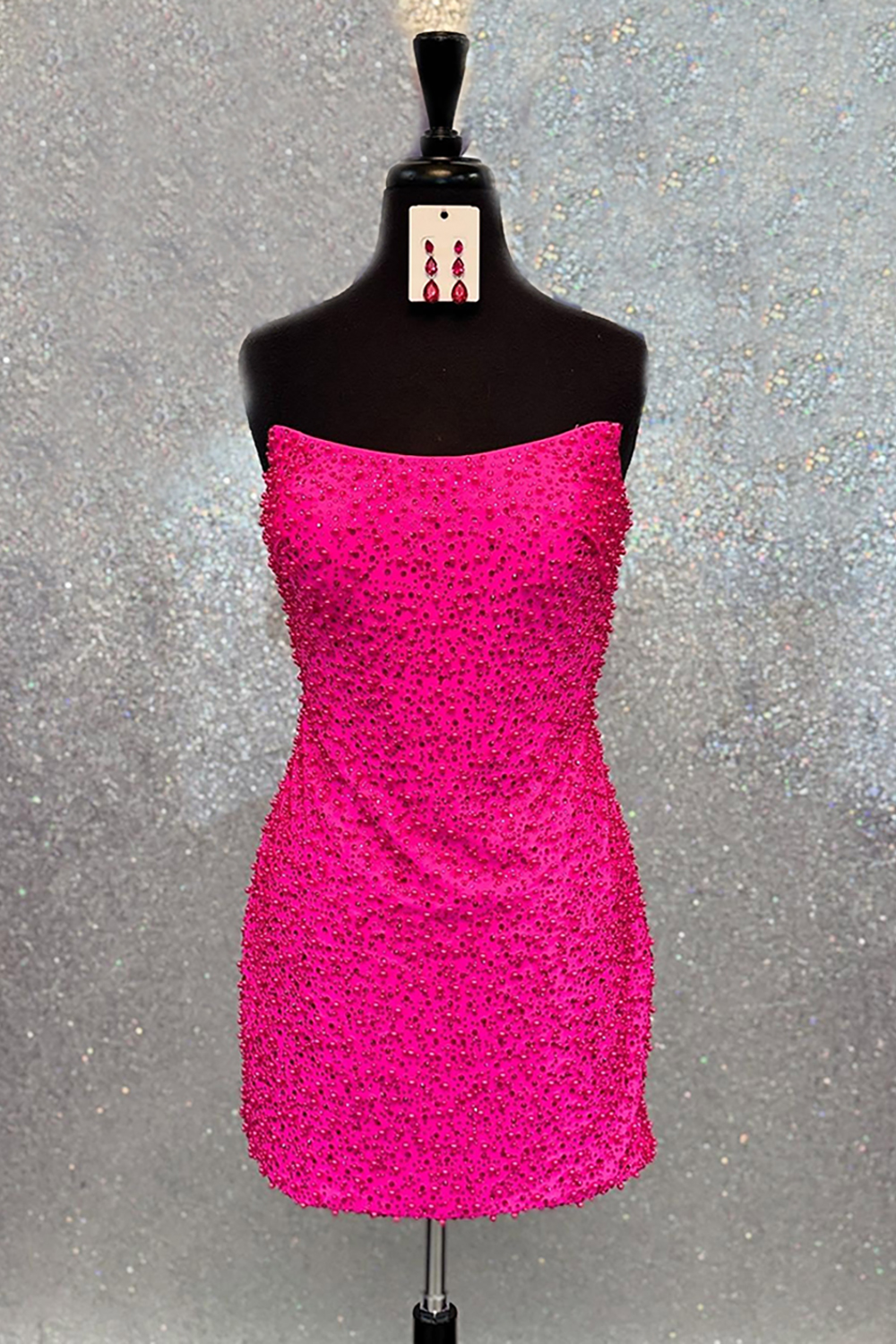 Sparkly Black Sequins Strapless Short Homecoming Dress