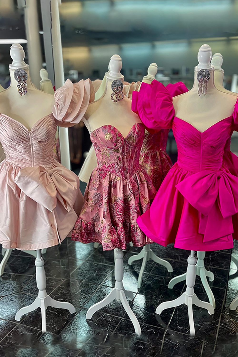 Fuchsia A Line Satin Ruffled Short Homecoming Dress with Bow