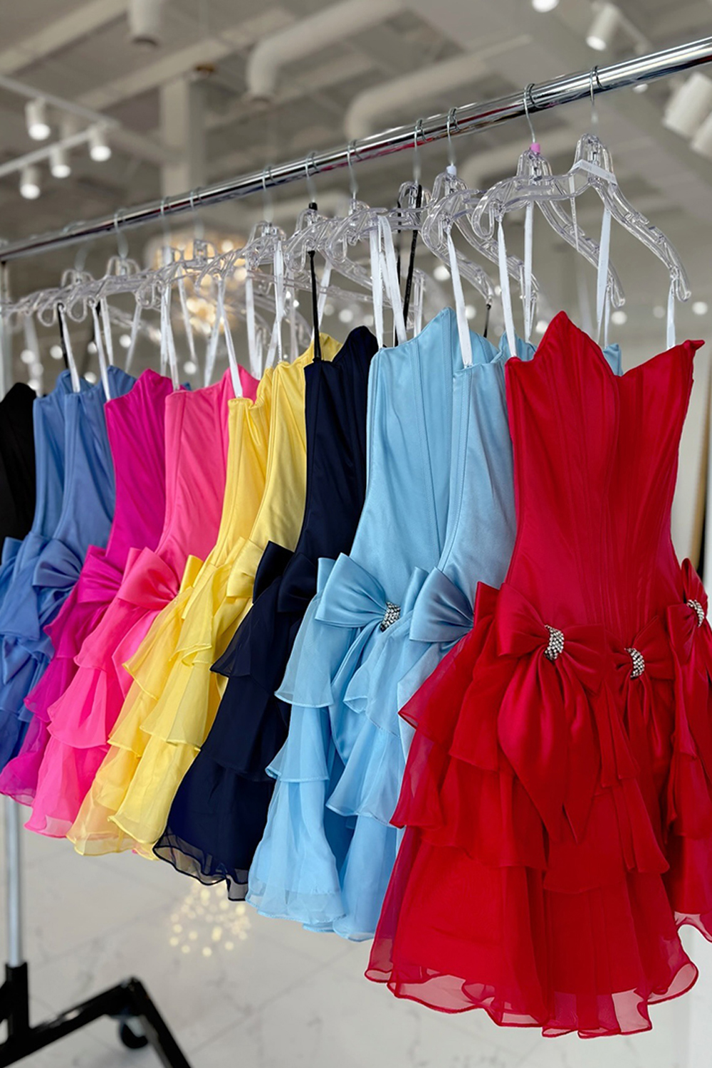 Cute Light Blue Beaded A Line Short Corset Homecoming Dress with Bows