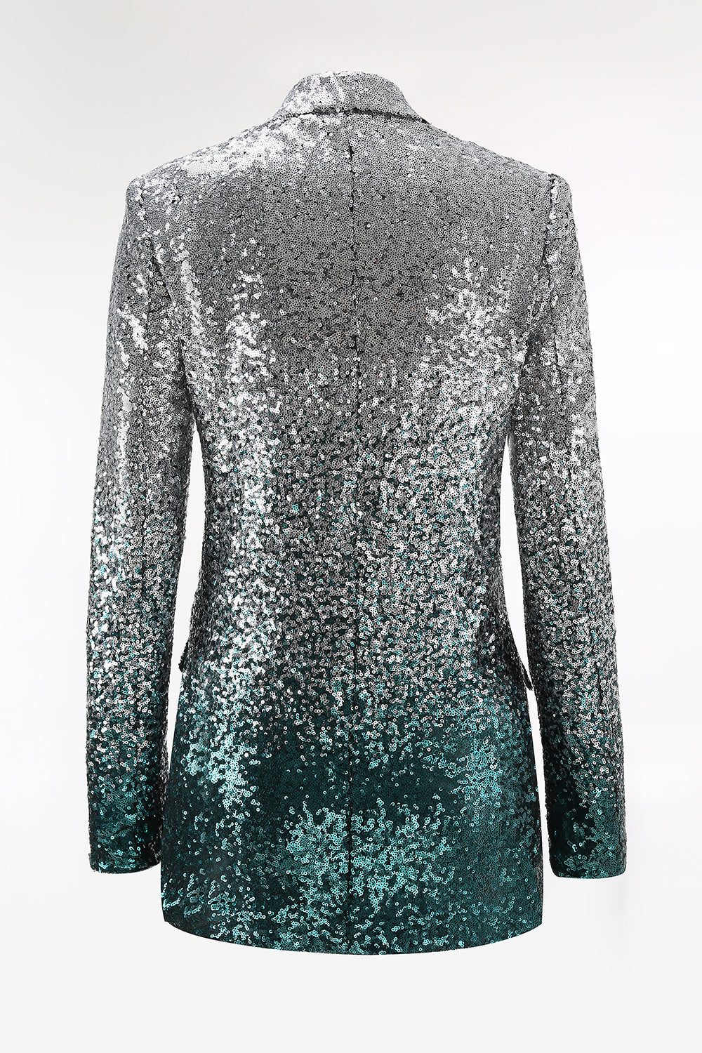 2 Piece Silver and Peacock Sequin Sparkly Women Prom Suits
