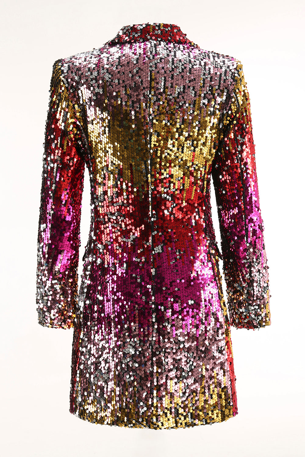 Sparkly Gold and Red Sequin Single Breasted Women Prom Party Blazer