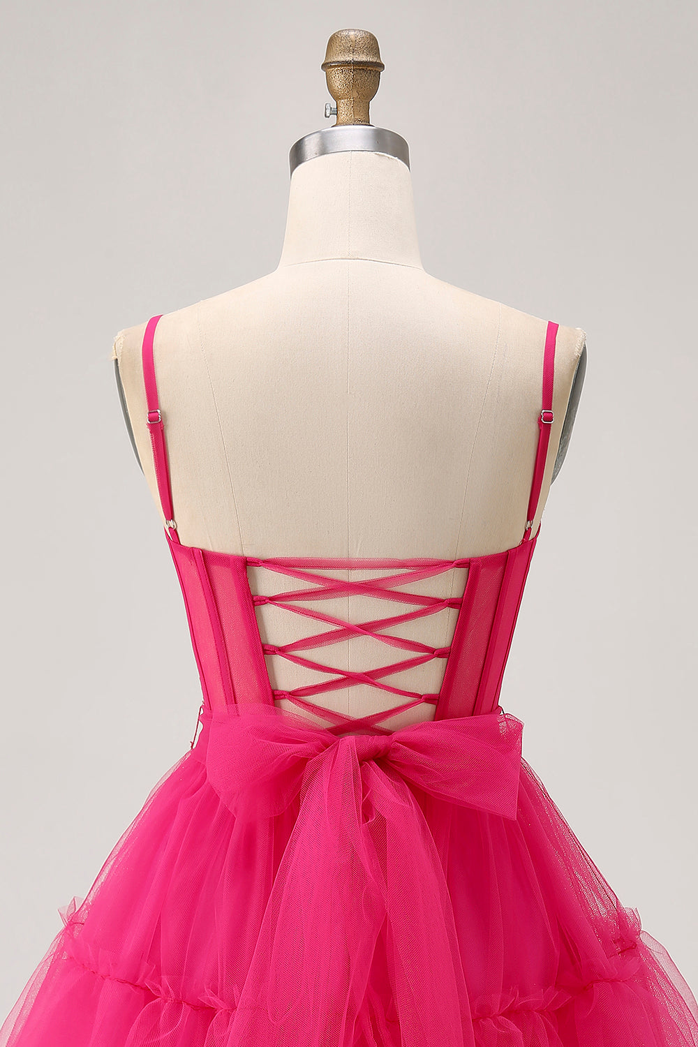 Sparkly Fuchsia A Line Short Tulle Homecoming Dress with Beading