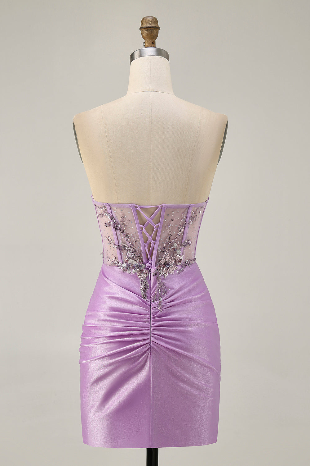 Sparkly Lilac Bodycon Beaded Short Corset Homecoming Dress