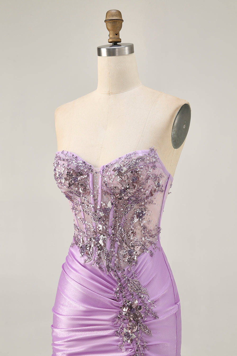 Sparkly Lilac Bodycon Beaded Short Corset Homecoming Dress