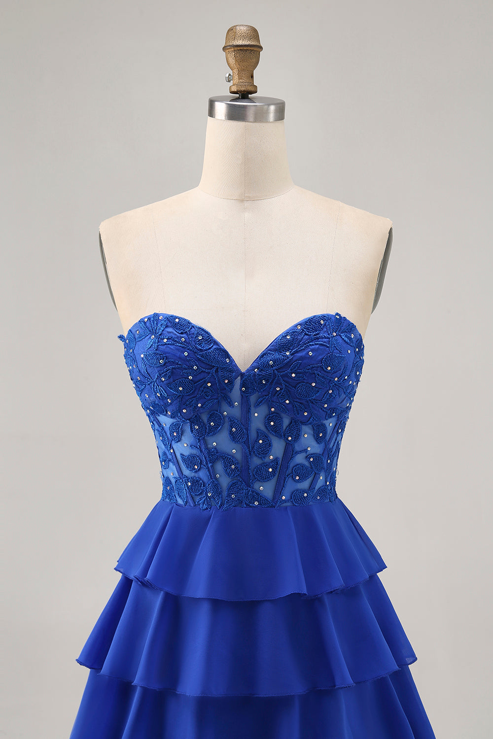 Royal Blue Sweetheart Tiered Short Corset Homecoming Dress