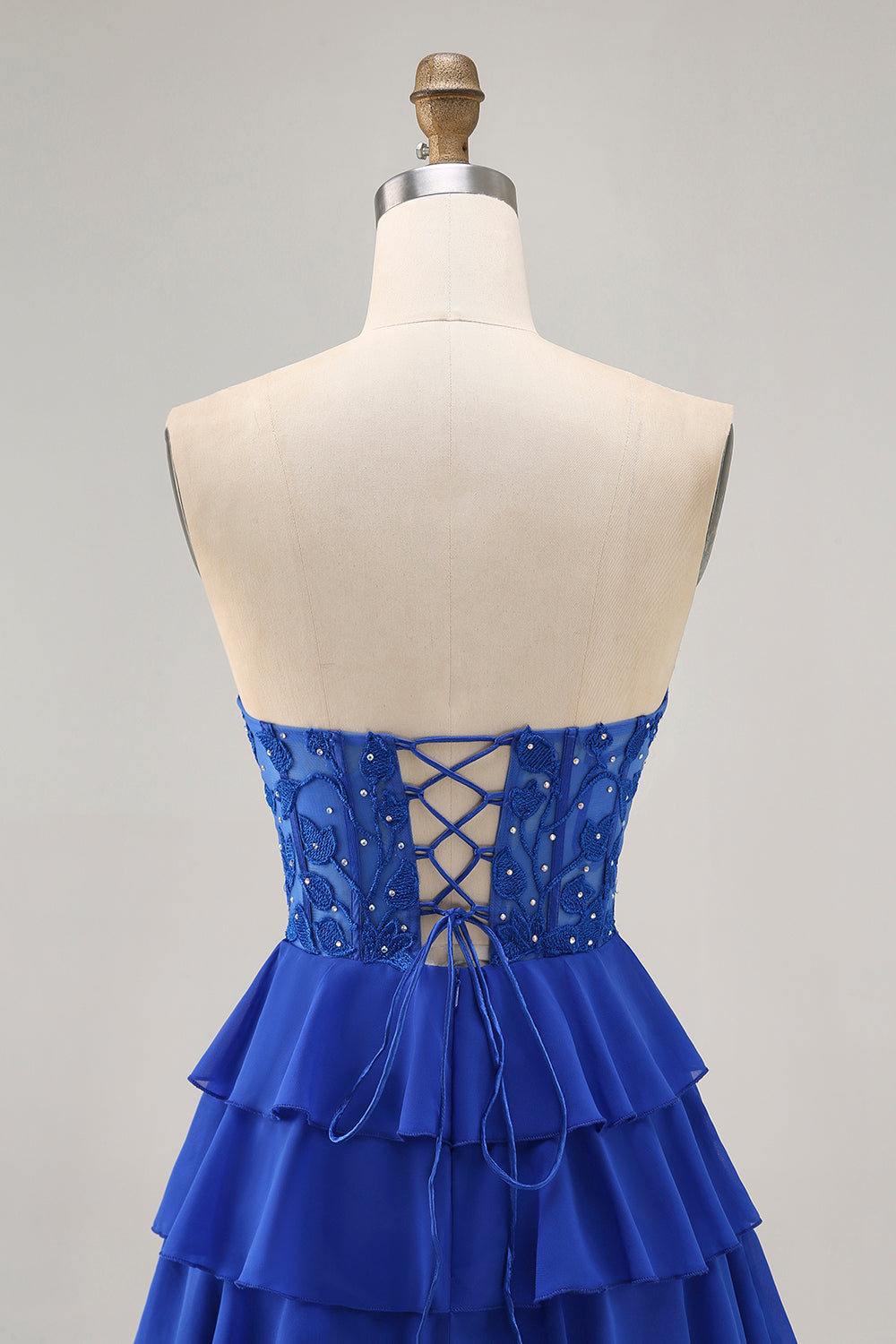Royal Blue Sweetheart Tiered Short Corset Homecoming Dress