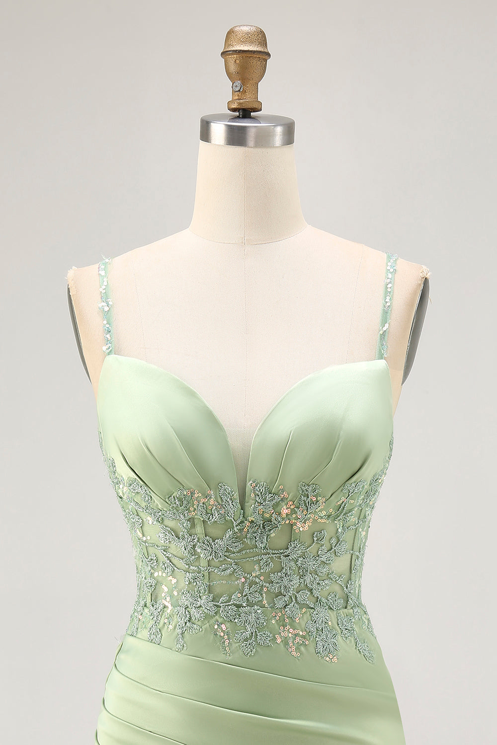Sparkly Matcha Corset Short Tight Homecoming Dress with Lace