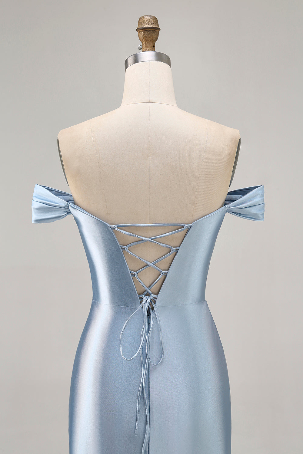 Grey Blue Satin Off the Shoulder Ruched Short Tight Homecoming Dress