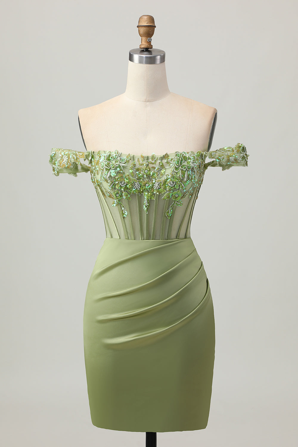 Sparkly Green Tight Short Corset Homecoming Dress with Sequins