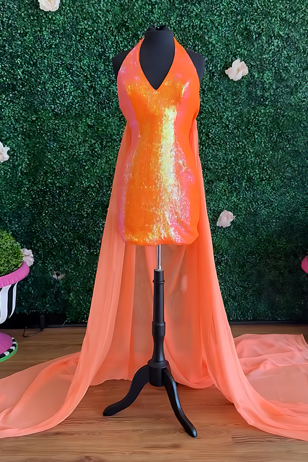 Sparkly Blue Bodycon Halter Short Corset Homecoming Dress with Detachable Cape