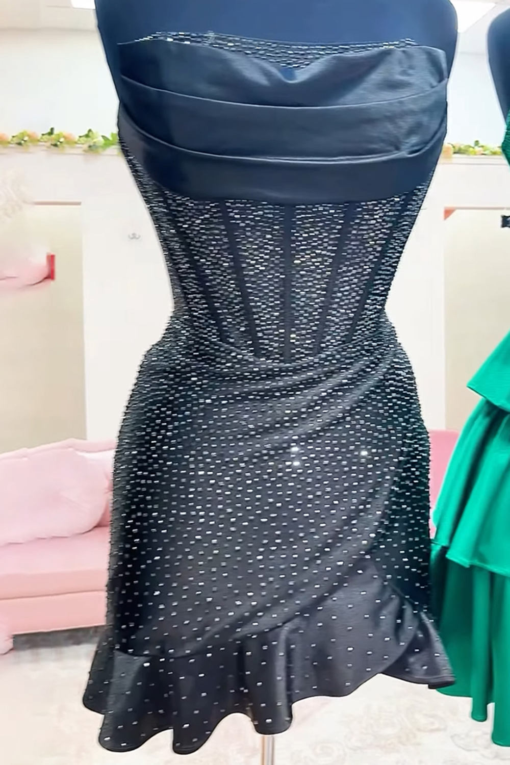 Sparkly Light Tight Strapless Short Corset Homecoming Dress with Beading