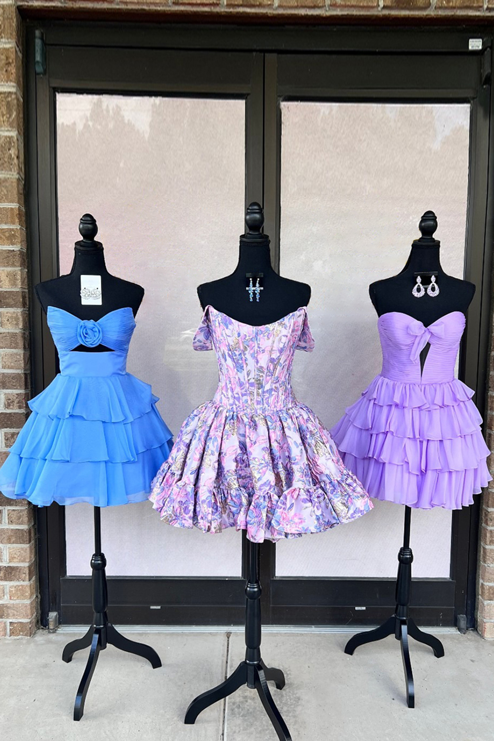 Floral Yellow A Line Jacquard Ruffled Short Corset Homecoming Dress