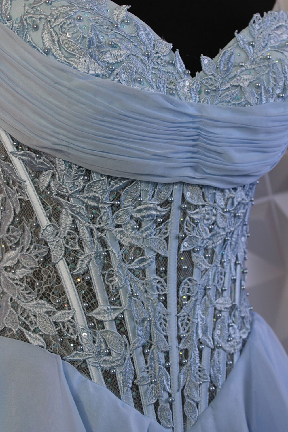 Sparkly Light Blue A Line Tiered Short Corset Homecoming Dress with Appliques