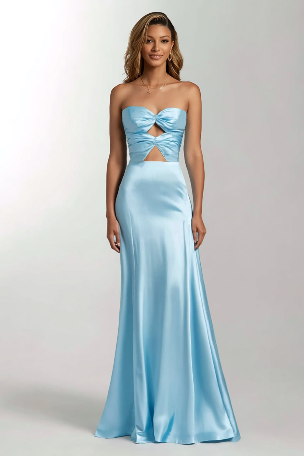 Sky Blue Sweetheart Mermaid Long Satin Formal Dress