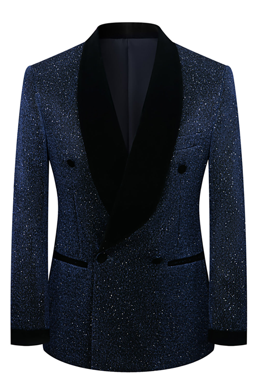 Sparkly 2 Piece Navy Shawl Lapel Prom Homecoming Men's Suits