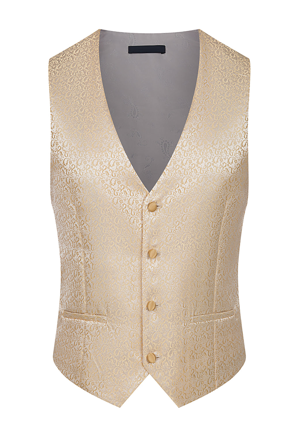 Khaki 3 Piece Double Breasted Jacquard Prom Homecoming Men's Suits