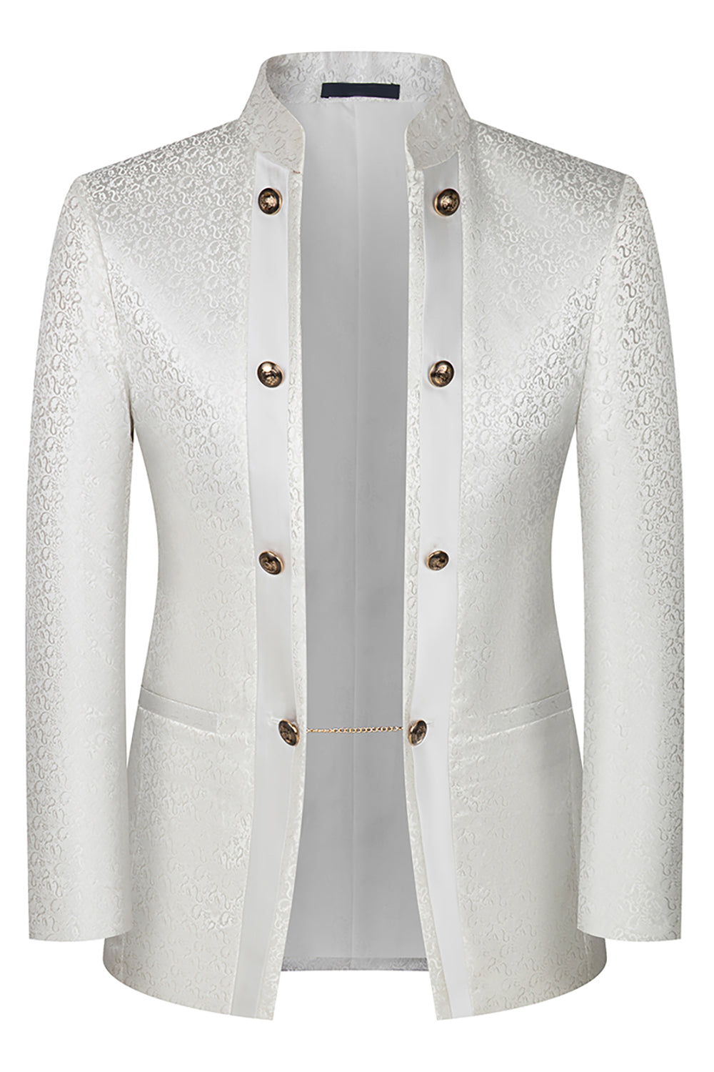 Khaki 3 Piece Double Breasted Jacquard Prom Homecoming Men's Suits