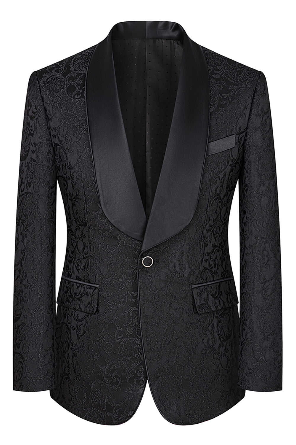 Dark Green 3 Piece Jacquard Shawl Lapel Prom Homecoming Men's Suits