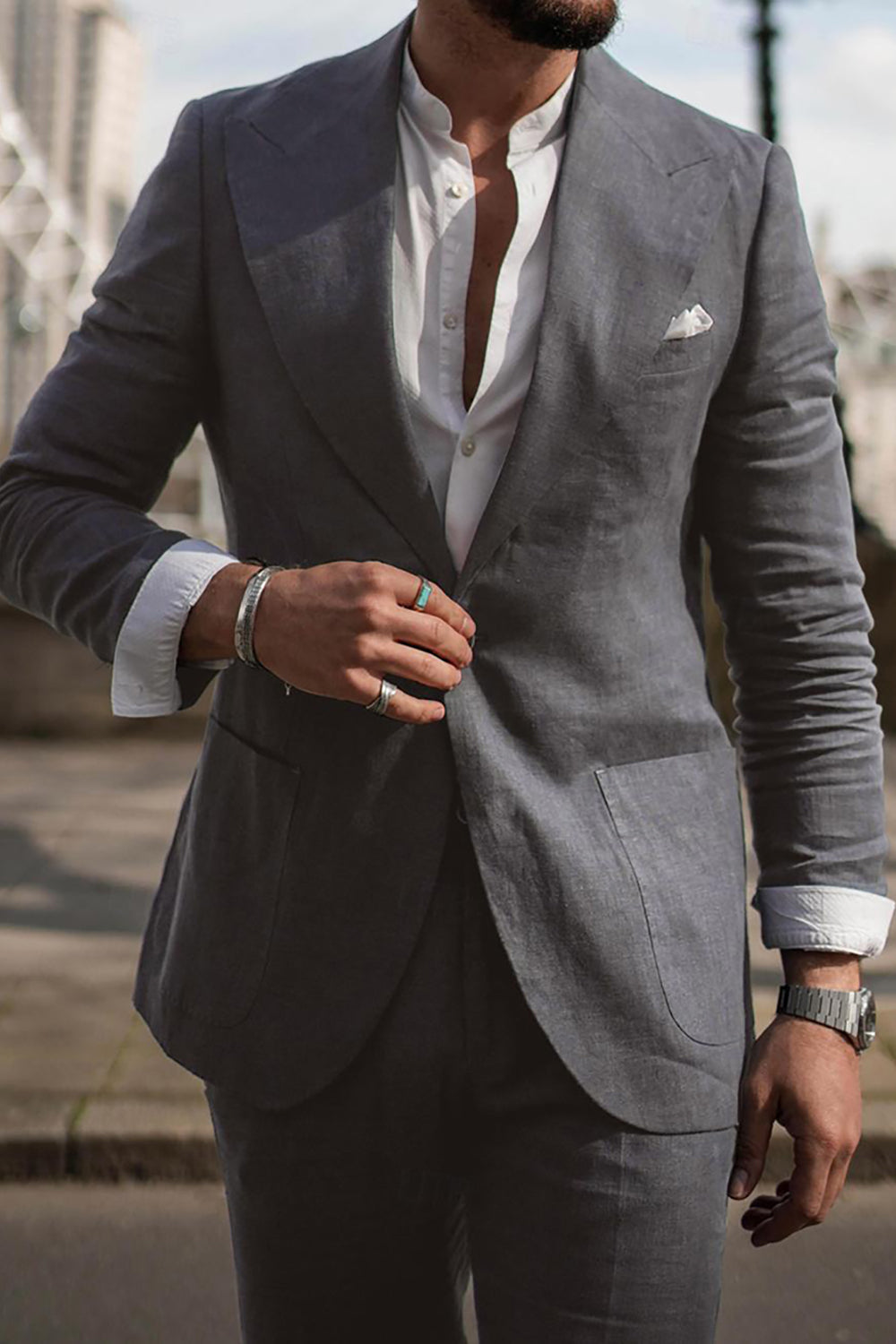 Green Peak Lapel One Button 2 Piece Prom Homecoming Men's Suits