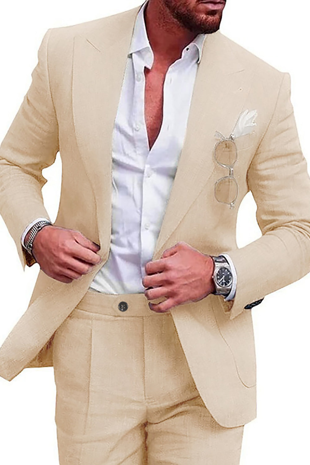 Green Peak Lapel One Button 2 Piece Prom Homecoming Men's Suits