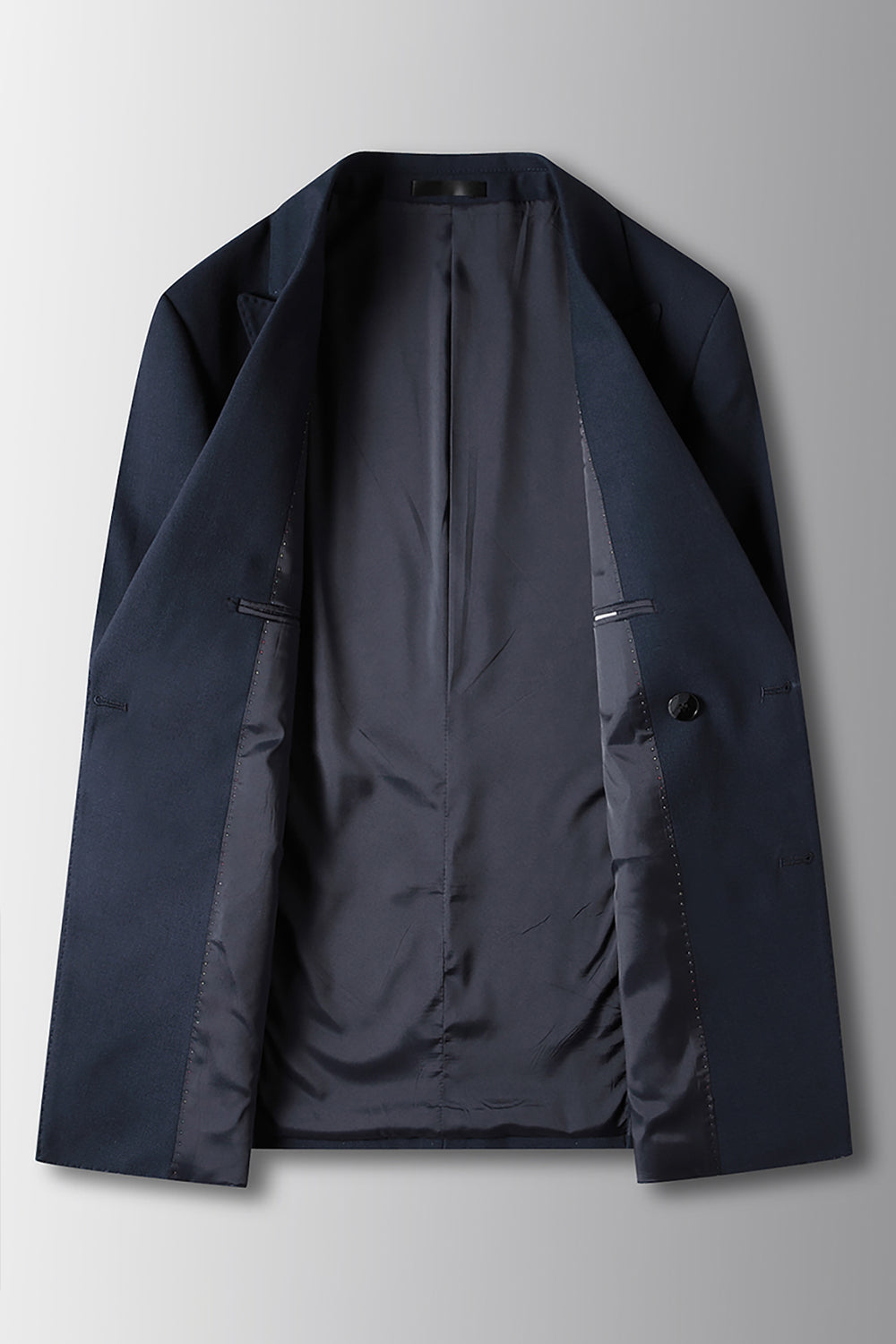 Navy 2 Piece Peak Lapel Prom Homecoming Men's Suits with Pockets