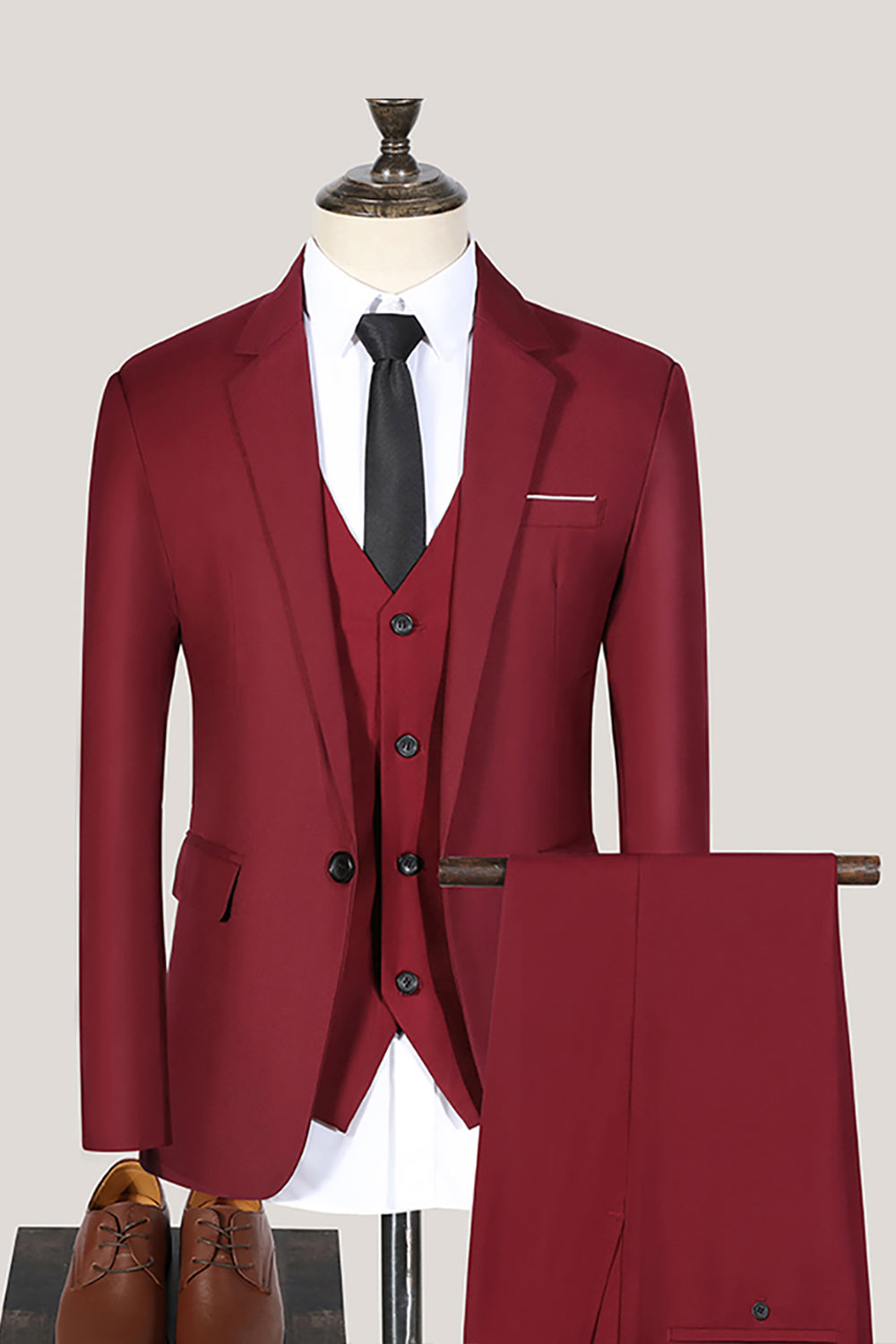 Black 3 Piece Notched Lapel Prom Homecoming Men's Suits