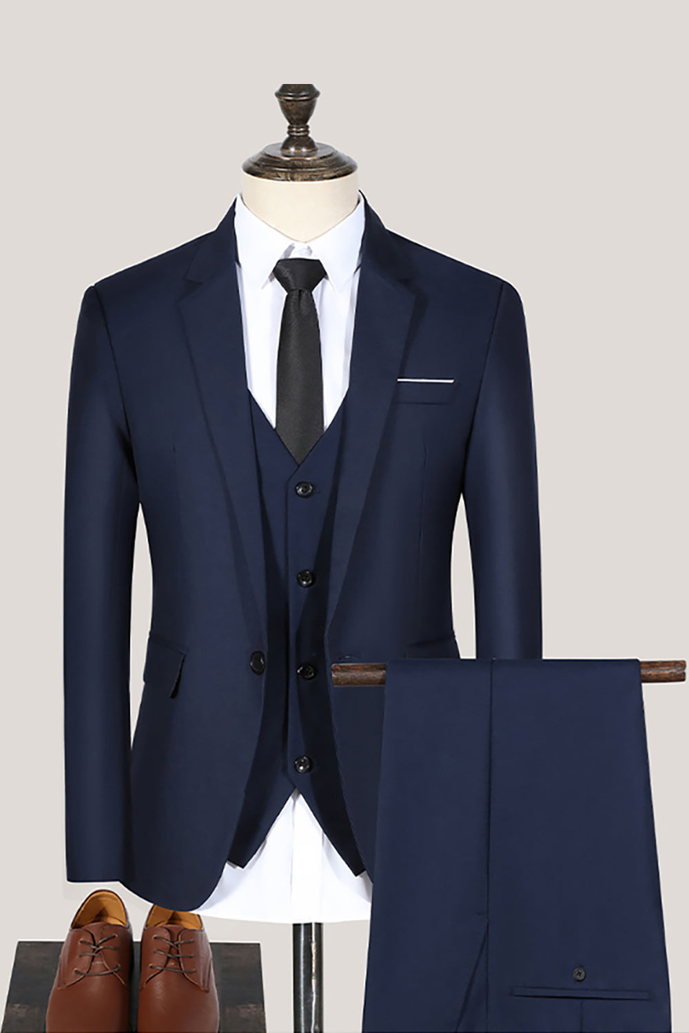 Black 3 Piece Notched Lapel Prom Homecoming Men's Suits