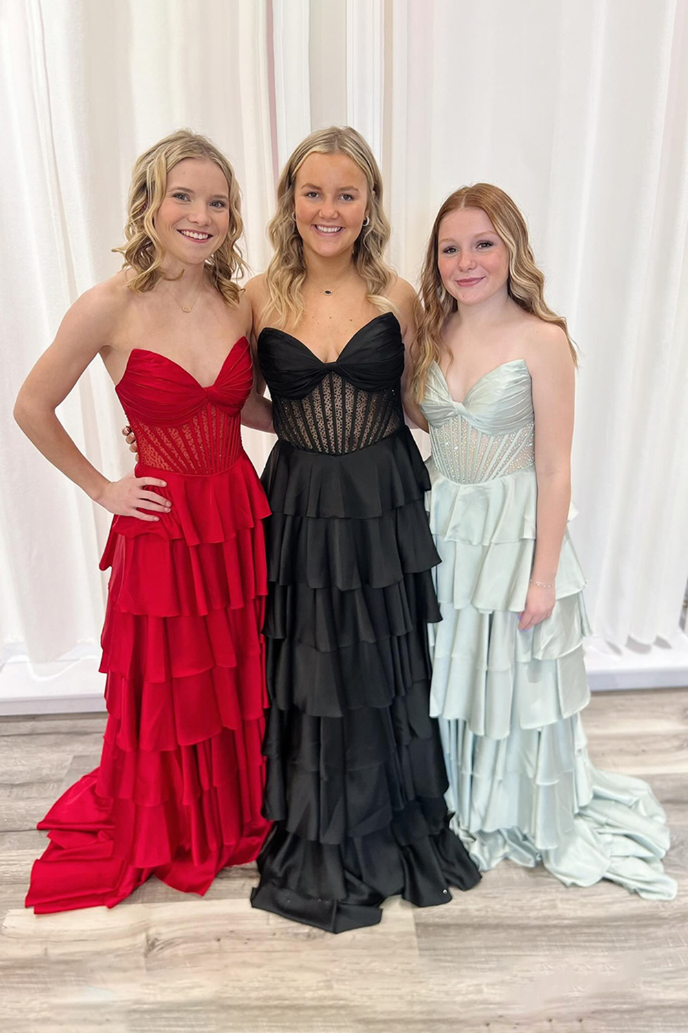 Black Sweetheart Satin Ruffled A-Line Long Corset Prom Dress with Beading