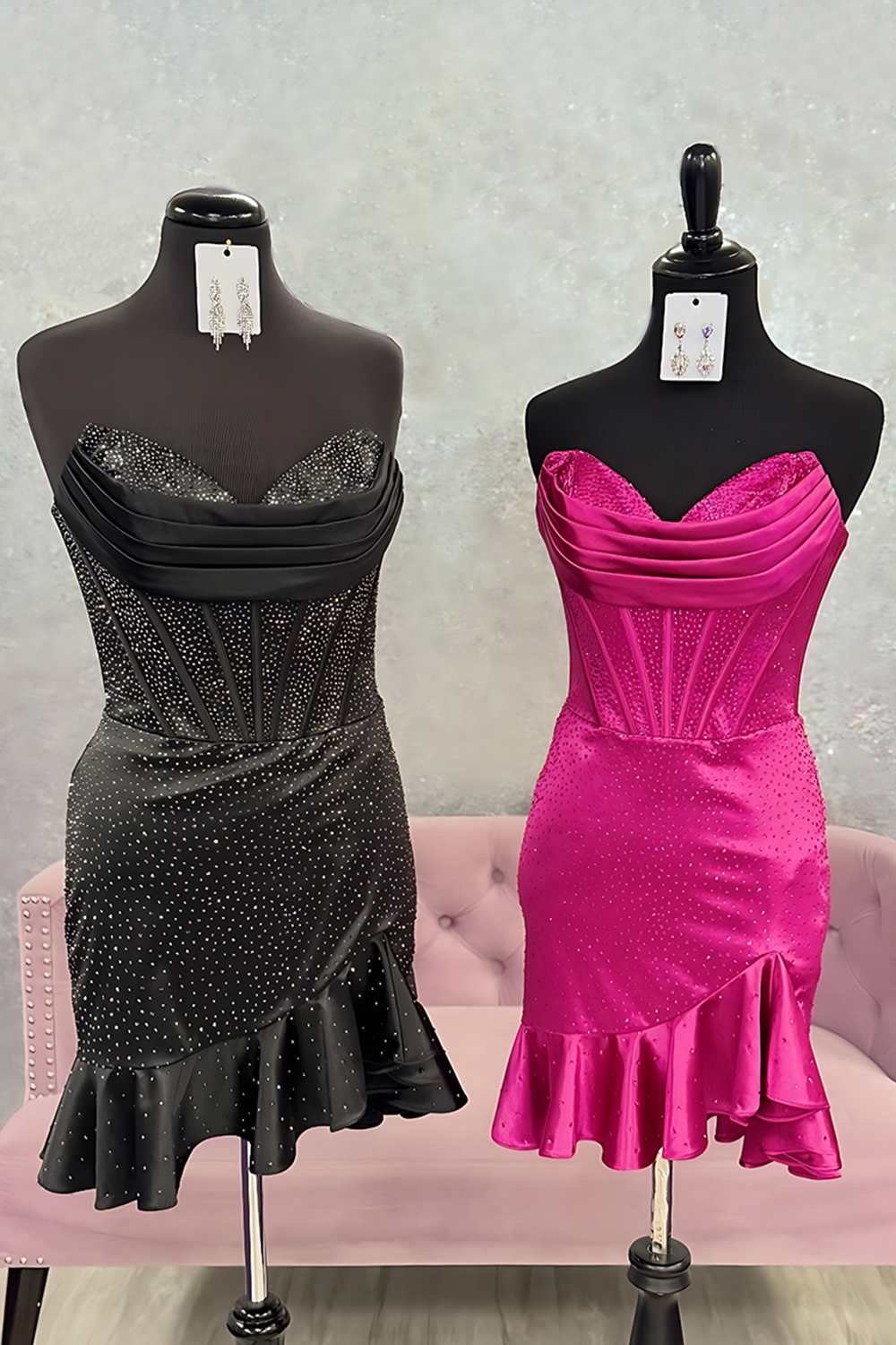 Black Sweetheart Beaded Short Corset Homecoming Dress with Ruffles