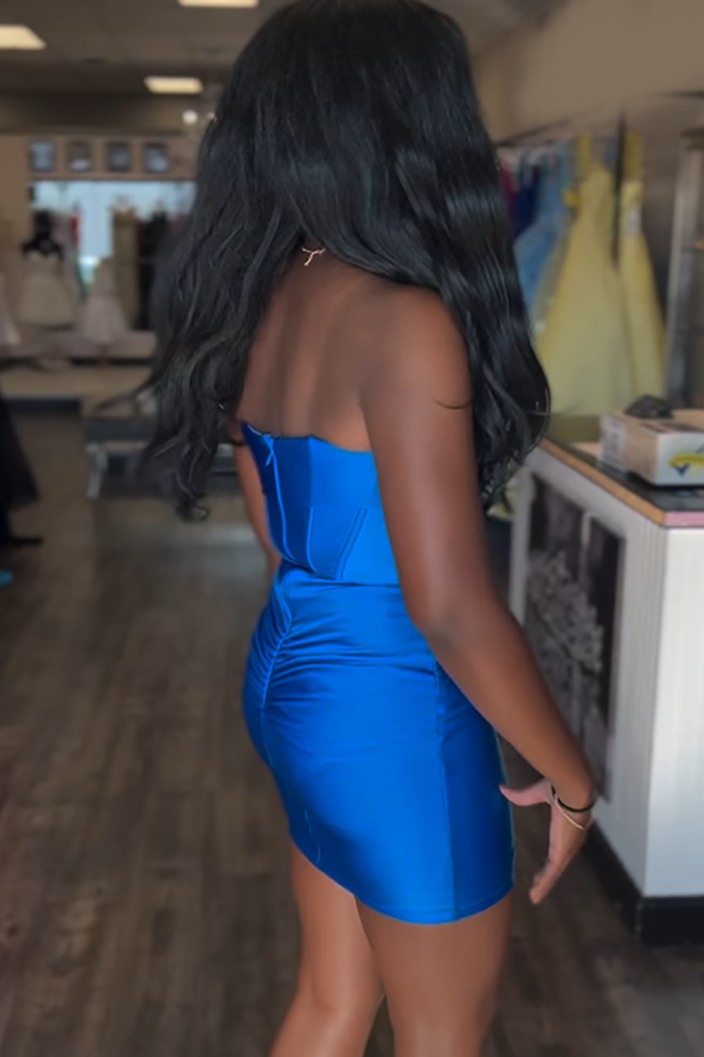 Royal Blue Sweetheart Satin Tight Corset Short Homecoming Dress