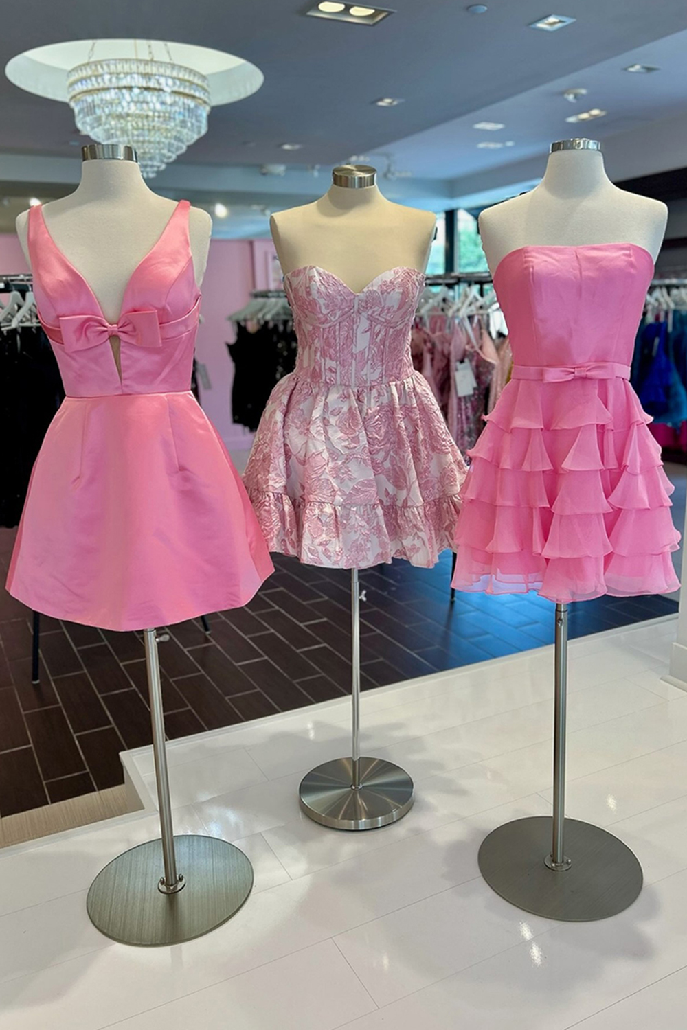 Red V-Neck Satin A-Line Short Homecoming Dress with Bow