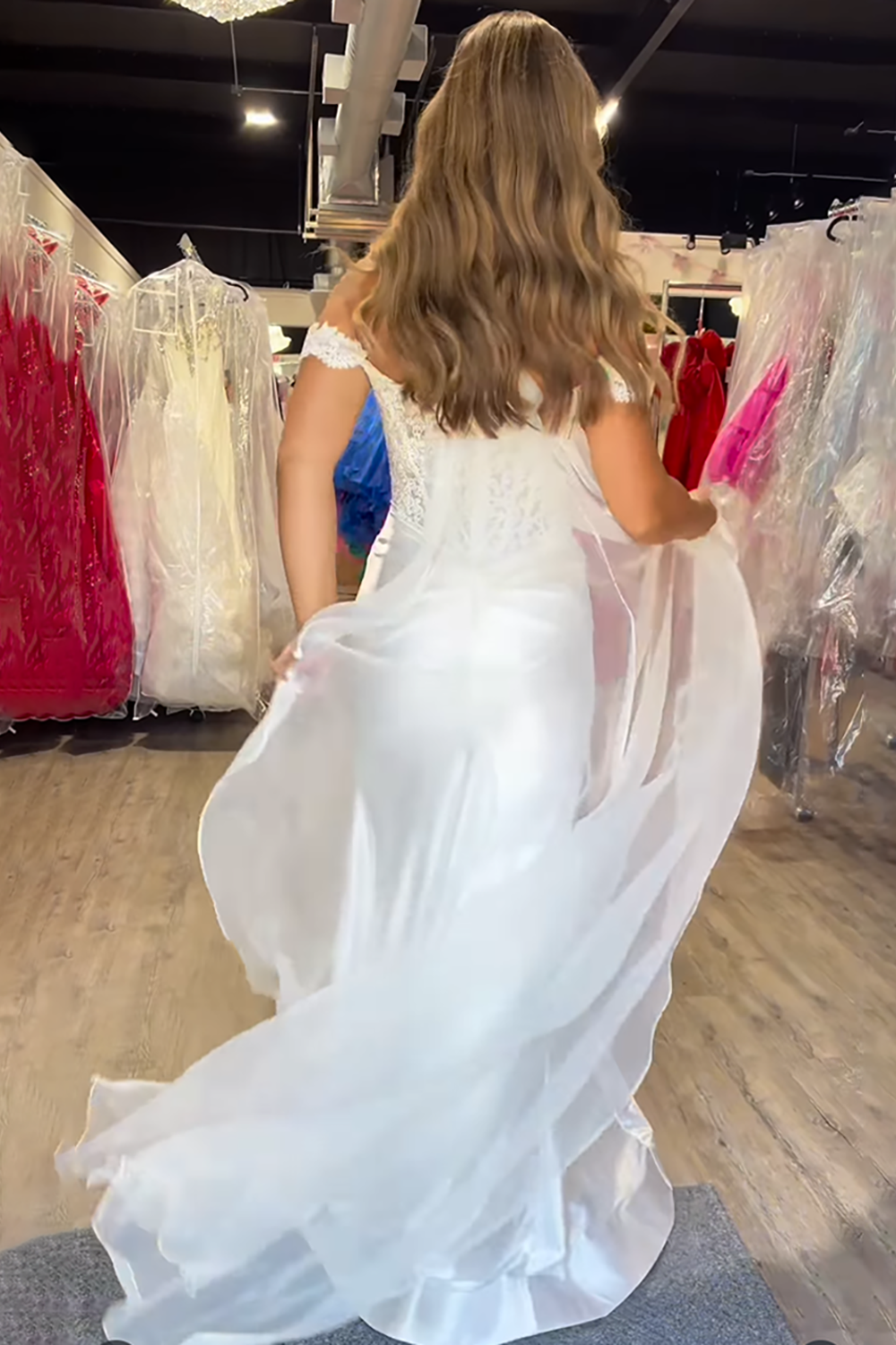 White Off the Shoulder Satin Detachable Cape Mermaid Long Prom Dress with Slit
