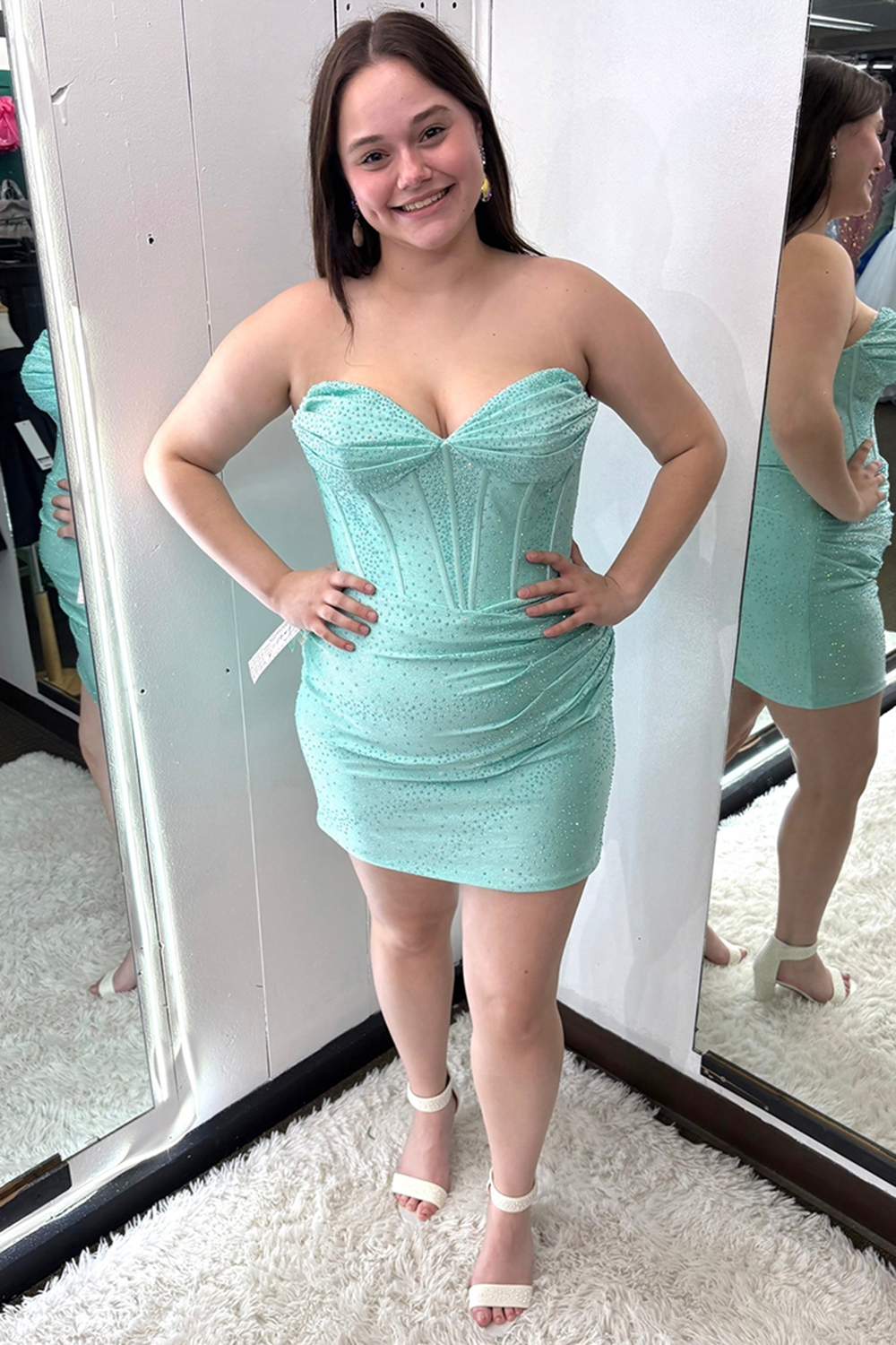 Sparkly Orange Off the Shoulder Satin Tight Corset Short Homecoming Dress with Beading