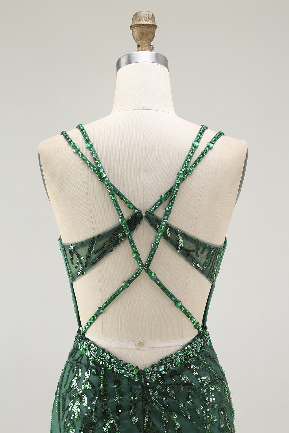 Sparkly Dark Green Tight Ruched Short Corset Homecoming Dress