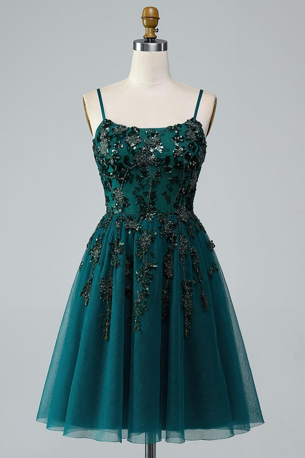 Sparkly Dark Green A Line Short Homecoming Dress with Beading