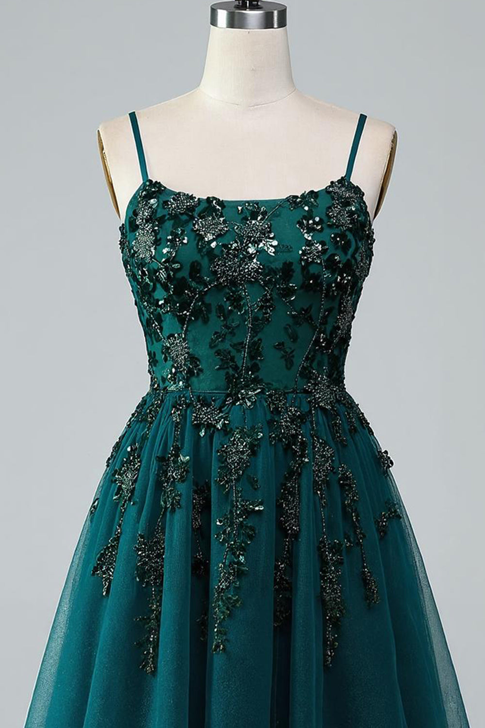 Sparkly Dark Green A Line Short Homecoming Dress with Beading