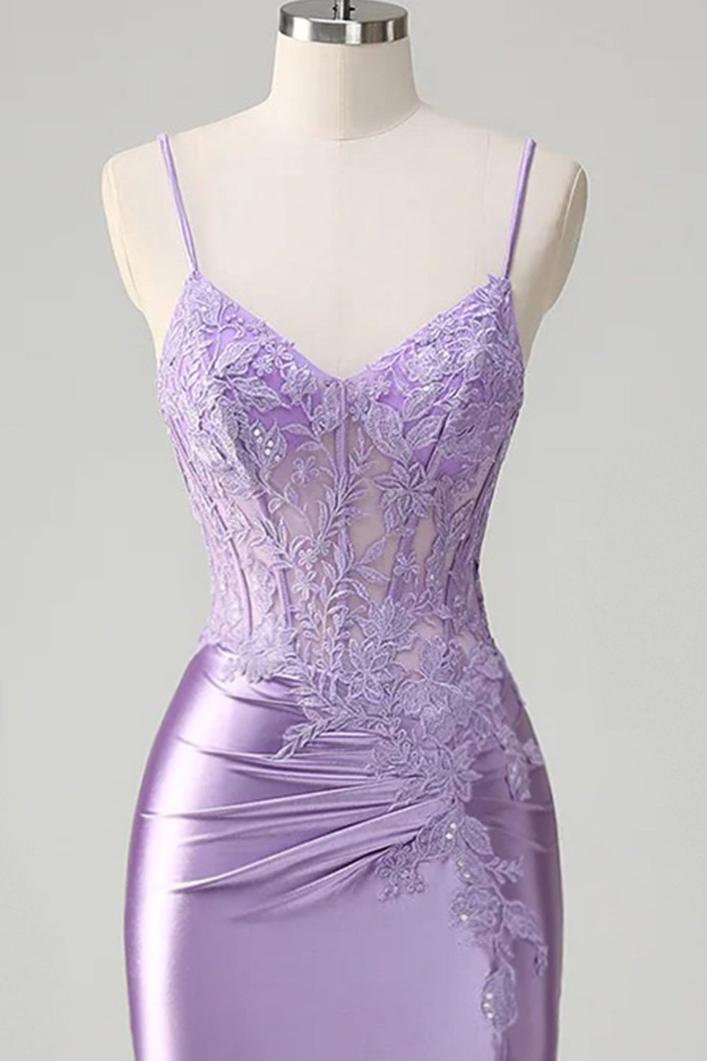 Floral Lilac Satin Tight Short Corset Homecoming Dress with Slit