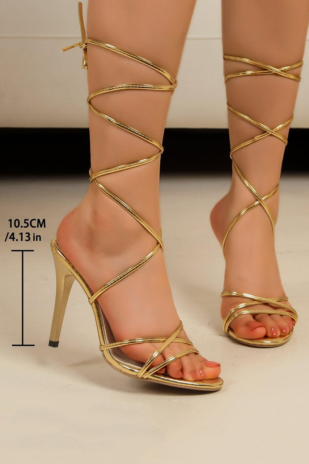 Golden Gladiator Stiletto Strappy High Heel Sandals