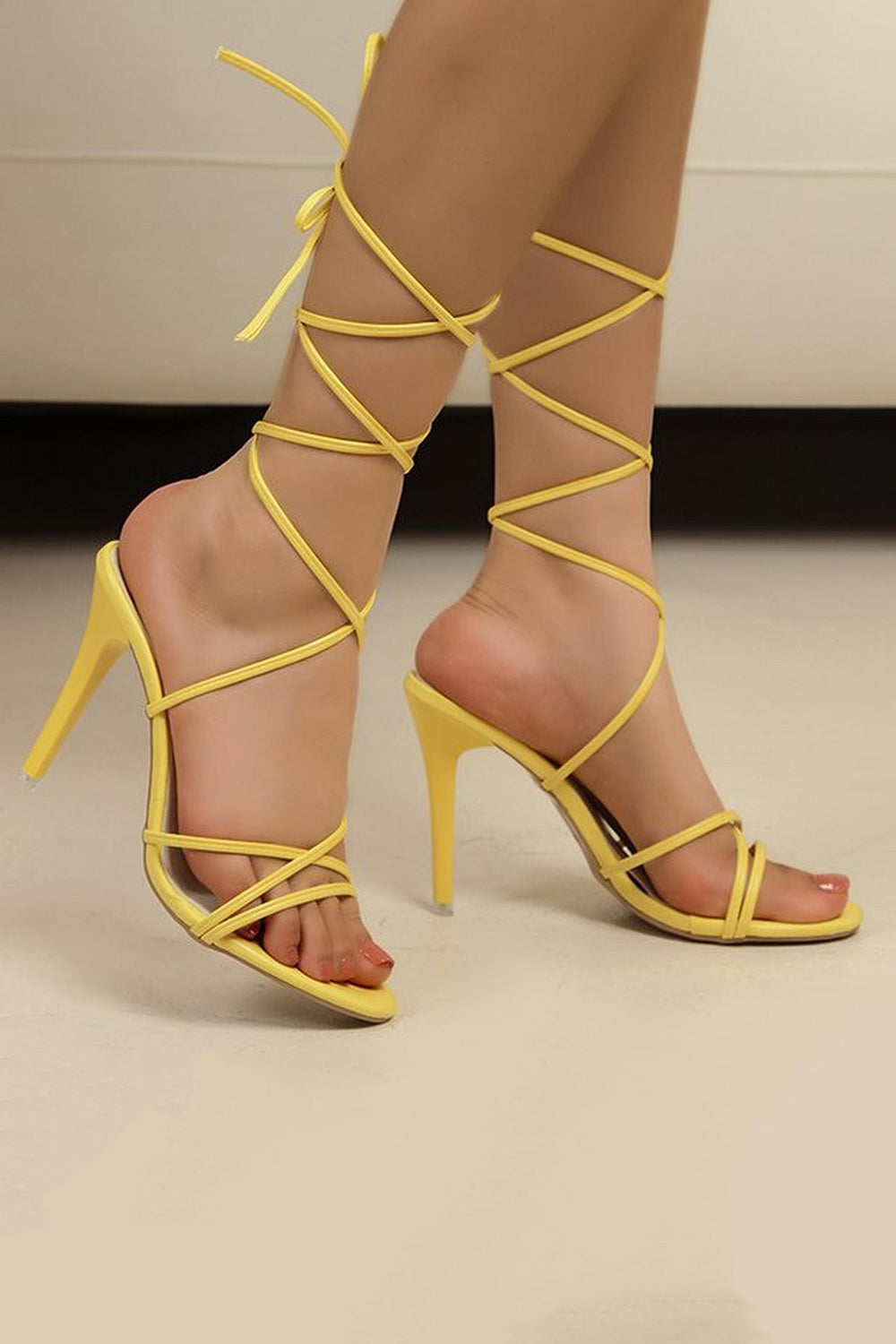 Golden Gladiator Stiletto Strappy High Heel Sandals