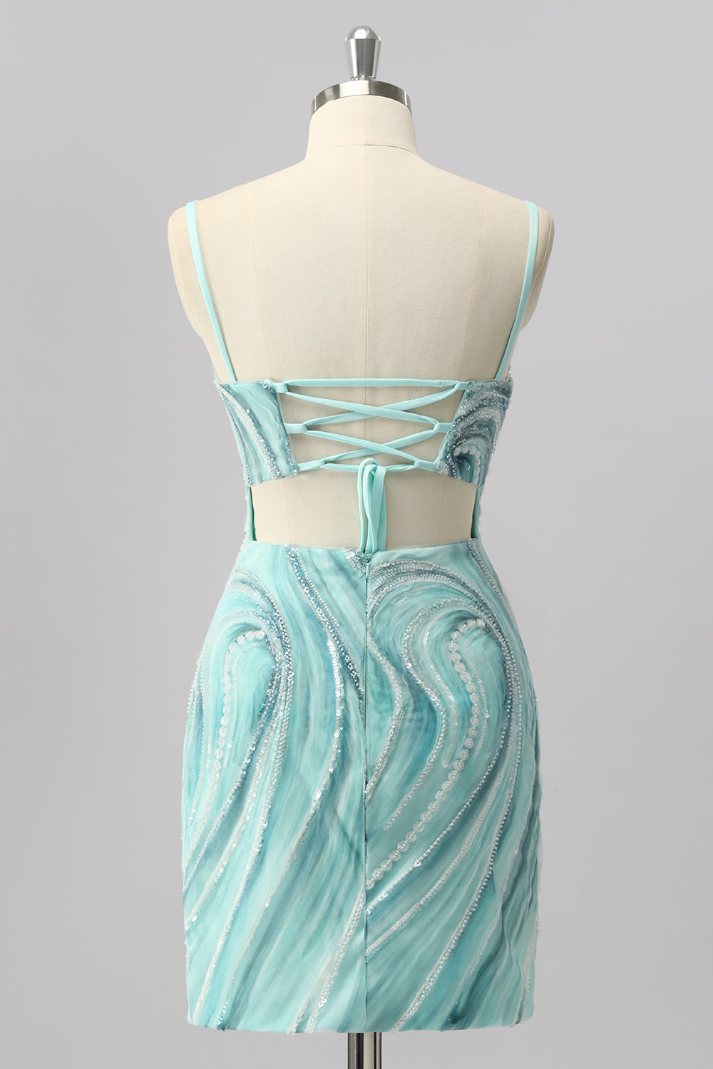 Sparkly Green Beaded Short Bodycon Homecoming Dress with Slit