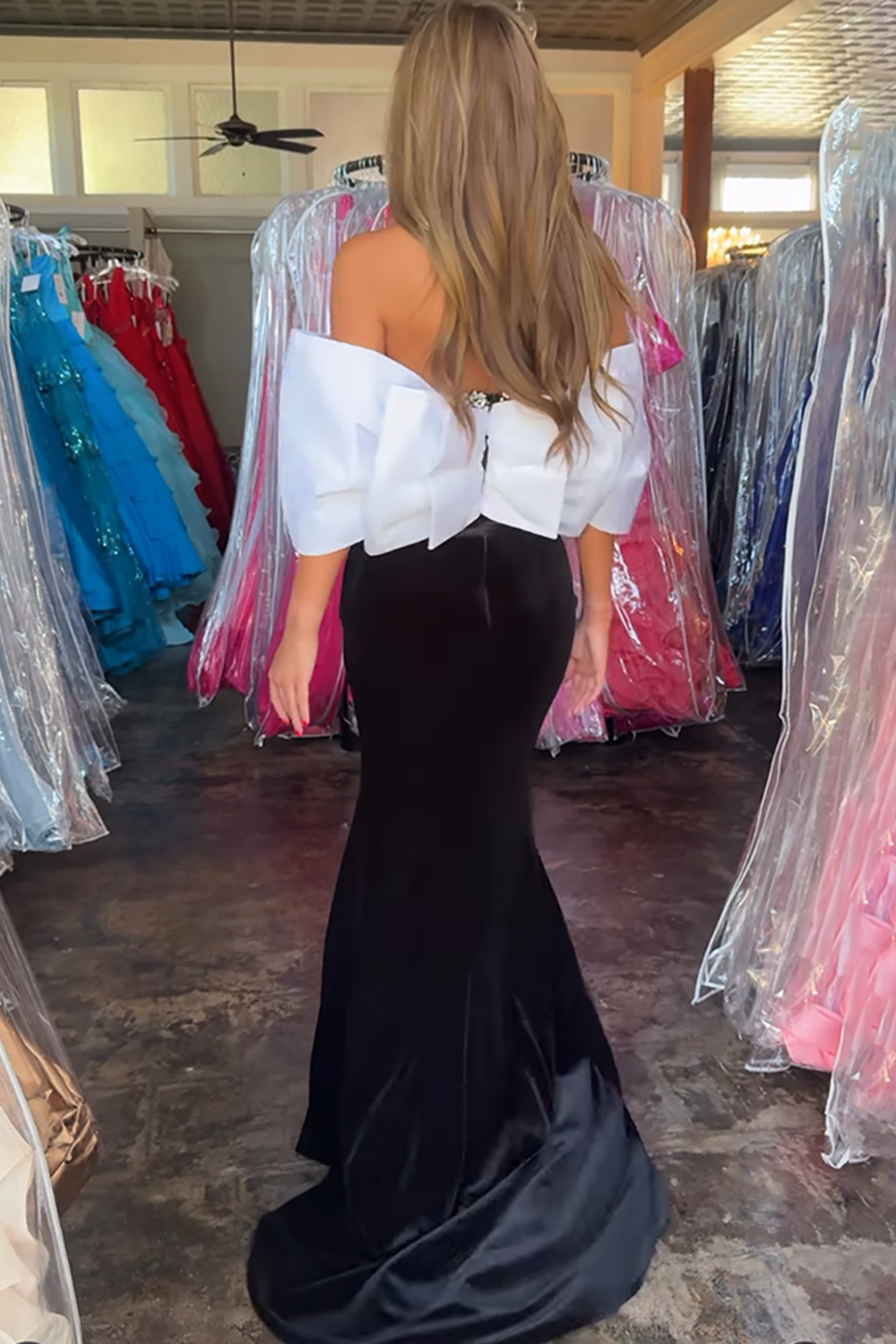 Sparkly Black Velvet Sheath Strapless Beaded Long Prom Dress with Slit