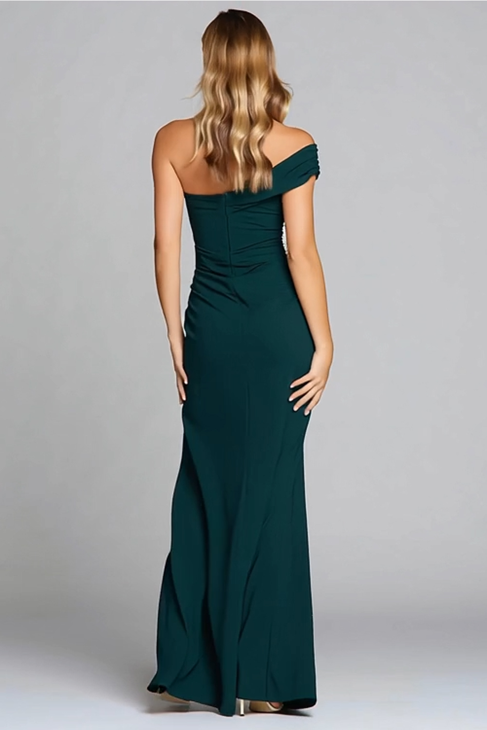 Elegant Dark Green Mermaid One Shoulder Long Formal Dress with Slit