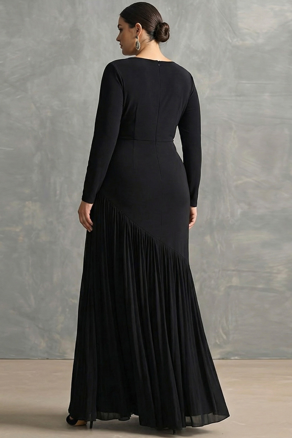Modest Black Boat Neck Mermaid Long Sleeves Formal Dress
