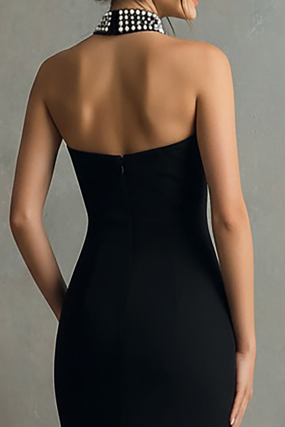 Sparkly Black Halter Long Mermaid Formal Dress with Beading