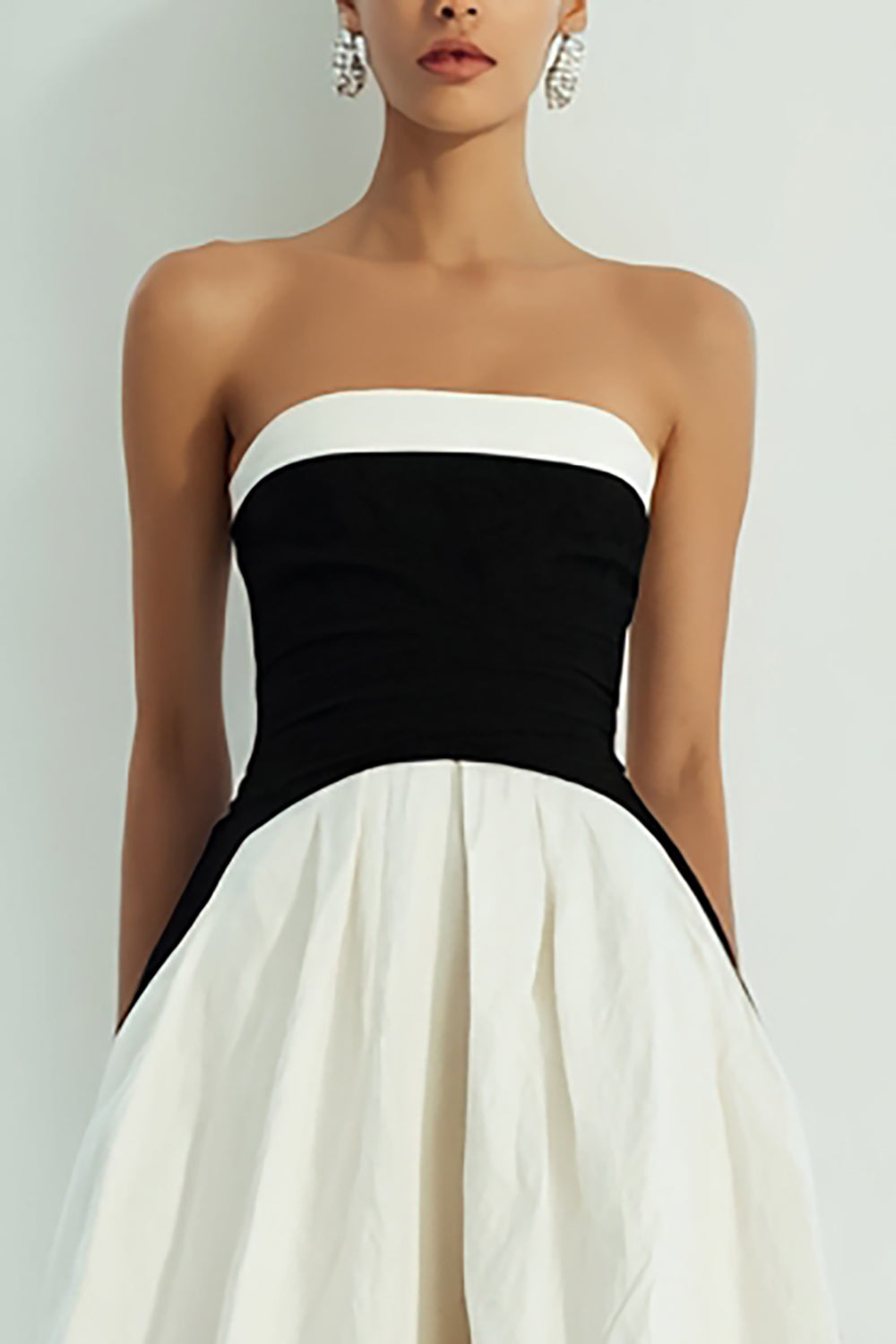 Simple Black and White A Line Straight Long Formal Dress