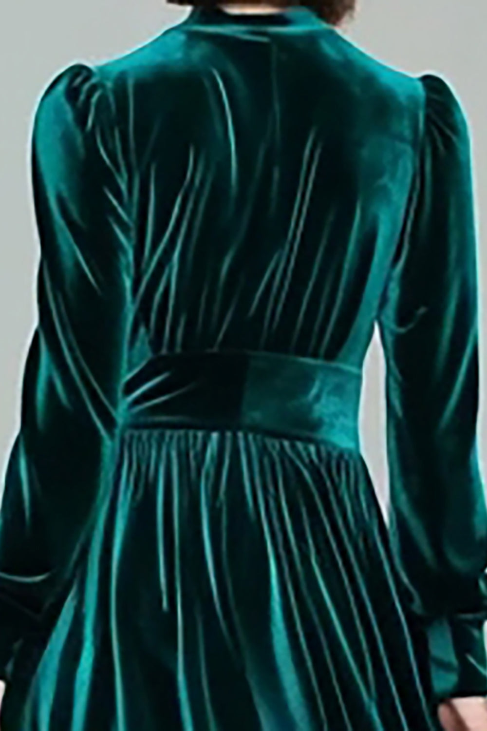 Modest Peacock Green A Line Velvet Long Sleeves Holiday Party Dress